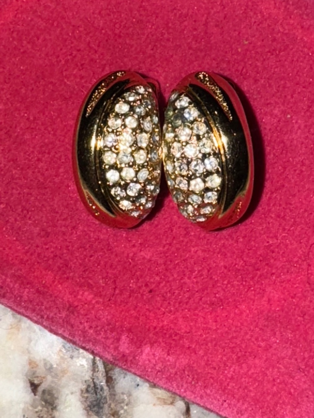 Authentic Vintage Christian Dior Pave & Gold-Tone Clip-On Earrings
